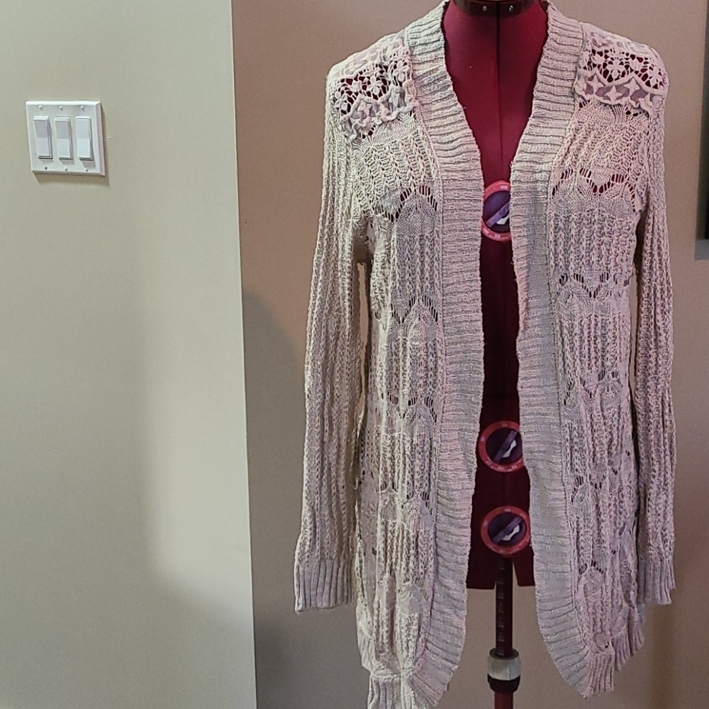 Long Sweater with Lace Accents